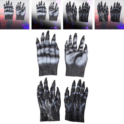 Werwolf Kostüm Handschuhe Monsterhandschuhe Party Kostümzubehör schwarz lange Nägel