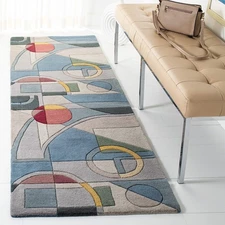 Rodeo Drive Collection Runner Rug - 2'3" x 6', Blue & Multi, Handmade Mid-Cen...