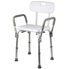 Shower Chair 350lbs with Back Bath Bench Seat Stool Arms Adjustable Height