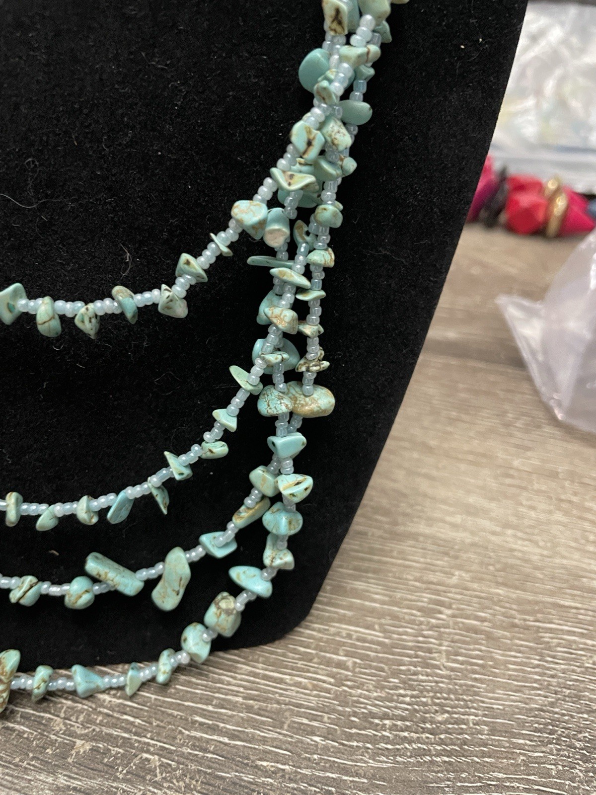 Native Inspired Turquoise Beaded Multi Strand Nec… - image 2