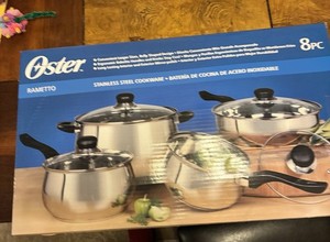 Oster Rametto 8-Piece Ensemble de vaisselle en acier inoxydable Saucepan Saute Pan w/ Lids