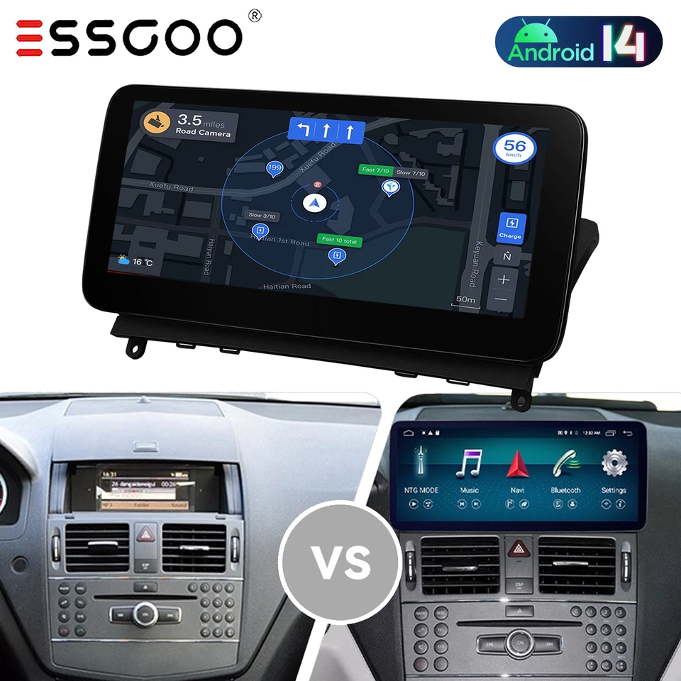 Carplay estéreo de coche de 10,25" GPS BT 6+128G para Mercedes Benz Clase C W204 2007-2010 Foto 2 de 4