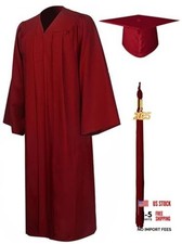 Matte Graduation Gown Cap Tassel Set 2026 for High School and 54 Maroon