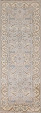 Handmade Oushak Oriental Runner Rug 3x8 Light Gray Geometric Hallway Carpet