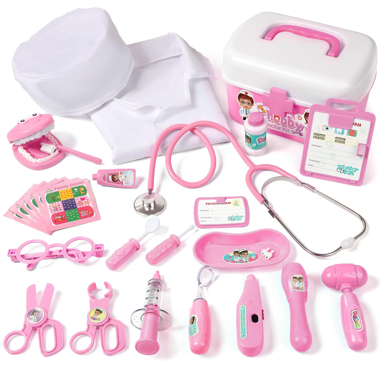 Durable Doctor Kit for , 27 Pcs Deluxe Pretend Play Set with