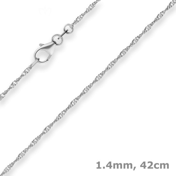 1,4Mm Singapurkette Goldkette Collier Halskette Aus 750 Gold WeißGold 42Cm-image