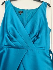 Hobbs Dress UK 12 Turquoise/Teal Midi  Front Pleated- Elegant Evening or Formal