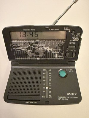SONY ICF-C1100 AM/FM World Time Clock Radio Receiver Tested Nice NEW BATTERIES