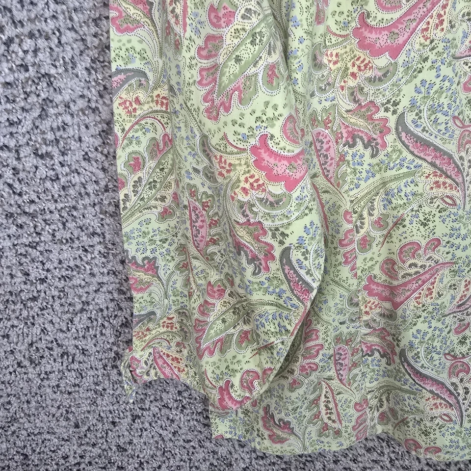 JM Collection Top Womens Plus 16 Green Paisley Print Button Up Cotton Blend - Image 3 of 4