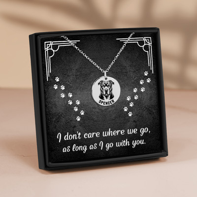 Personalized engraved Pit Bull Terrier necklace gift box with sweet message card