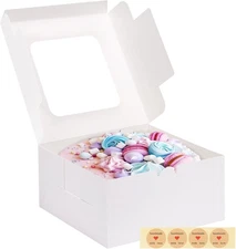 4 Pack Cake Boxes with Window Bakery Boxes for Cake Pie, 10X10X5 Inch