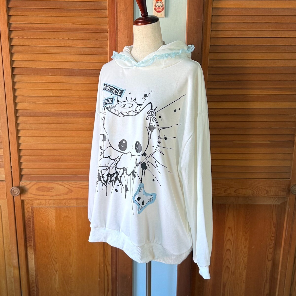 i*様 ikumi白ゴーストパーカー　サブカル ACDC Rag Lolita EGL Yami Kawaii Angel Punk Kitty Cat Ears White