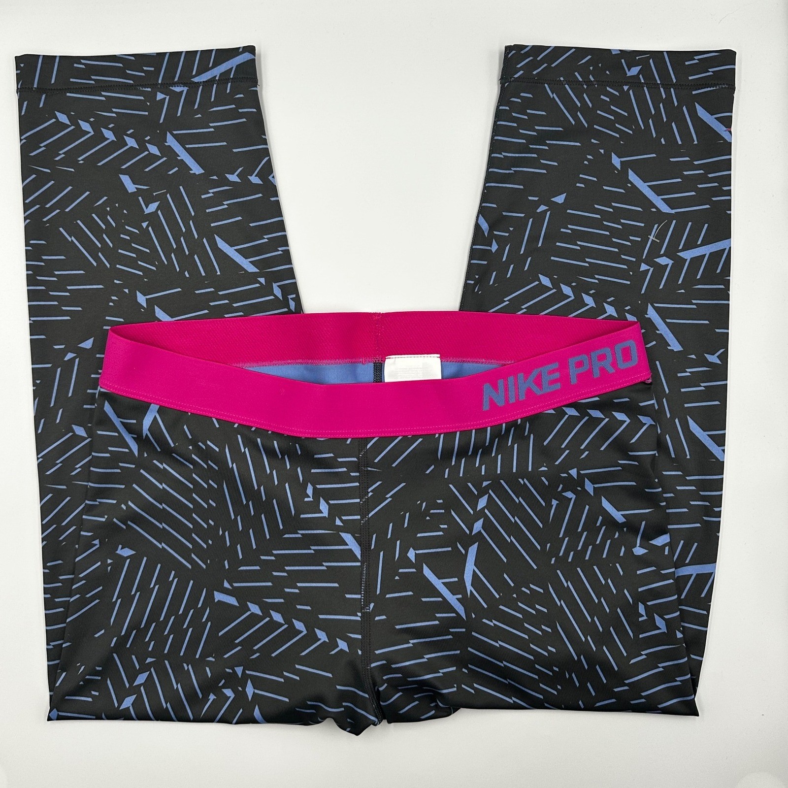 Nike Pro Rosa Elastico Cintura Striscia Atletica Elasticizzata Capri Donna Taglia XL