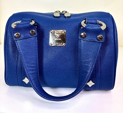 #ad #ad MCM In Breathtakingly Beautiful Blue Pebbled Leather Boston Bag $279.00
