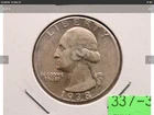 1938 Washington Quarter, 90% Silver,  Free Shipping.