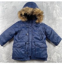 Baby Gap Coat 2-18m Toddler Blue Cold Control Max Faux Fur Hood Warmest Puffer
