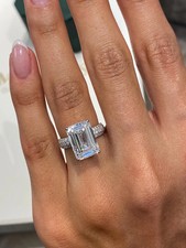 Emerald Cut 5.50Ct 14k White Gold Lab Grown Diamond/CVD Women's Wedding Rings