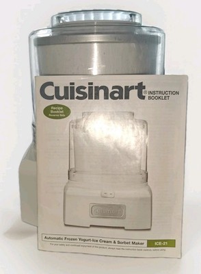 Cuisinart ICE-21 Frozen Yogurt-Ice Cream and Sorbet Maker - White/Very Good Cond