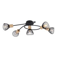 Schwarz Helle Holz Moderne Skandinavisch Deckenlampe Deckenleuchte 5X25W/E14