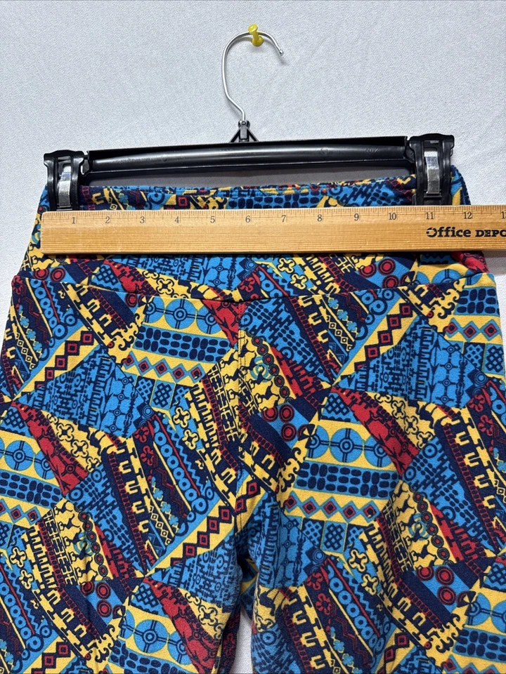 Lularoe Leggings Womens Stretch Pull On Geometric Wide Waistband Multicolor - Image 3 of 4