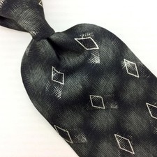 Puritan Usa Made Tie Olive Green Gray White Silk Diamond Abstract Wireframe #i25