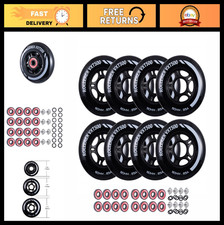 Durable Inline Skate Wheels 8-Pack with Bearings, Spacers Washers - Indoor/Out