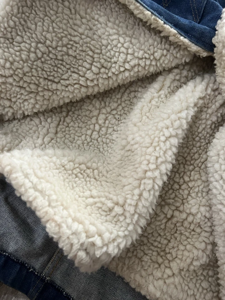 Винтажный 70-х Maverick ранчо пальто шерпа с подкладкой джинсовая куртка Sz большой на открытом воздухе США - Изображение 4 из 4