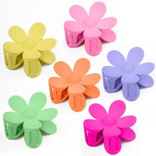 Flower Hair Clips Large Claw Thick Hair Matte Non Slip Daisy Yellow 6 PCS