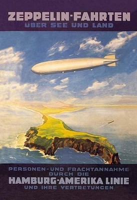 Zeppelin Fahrten Uber See und Land E. Bauer Poster Print