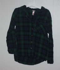 Wondershop Green and Blue Plaid Flannel Pajama Top Size XS Women's NEW 