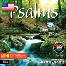 Psalms 2026 Mini Wall Calendar 12 Month | 7" X 14" Open | Thick & Sturdy Paper |