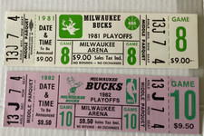 2) VINTAGE 1980’s UNUSED MILWAUKEE BUCKS PLAYOFF FULL TICKETS STUB Free Shipping