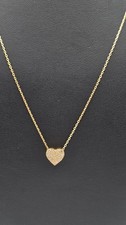 18K Yellow Gold Heart Diamond Pendant Necklace 2.60g 50cm