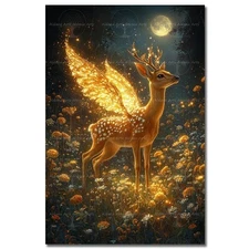 FAIRY DEER ART PRINT, Enchanted Forest Home Decor, Fantasy Poster, Animal Spirit