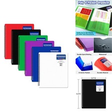BAZIC 8-Pocket Poly Folder Organizer, Assorted Color 6-Set