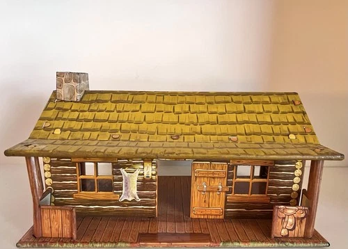 MARX BAR-M RANCH - TIN LITHOGRAPH CABIN - 1950’s - VERY GOOD - MUST SEE CABIN