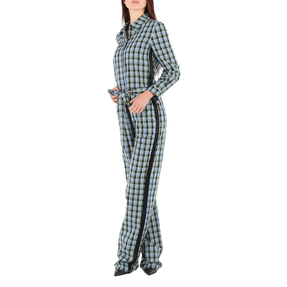 Mono Burberry Damas Azul Azul Azure Lampton Cuadros Corbata Cintura, Marca Talla 4 (EE. UU.