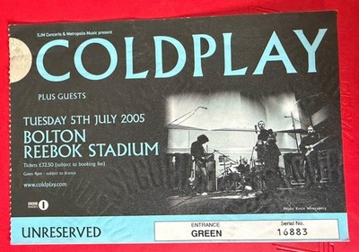 Coldplay Ticket, FIX YOU, Konzert, Bolton 5.7.2005 + Ticket London 20.3.2001 RAR