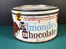 Vintage Kathryn Beich | Almonds 'n' Chocolate Candy Tin With Lid | Empty