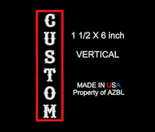 CUSTOM EMBROIDERED PATCH VERTICAL NAME 6" EMBROIDERY BIKER MC BADGE IRON ON