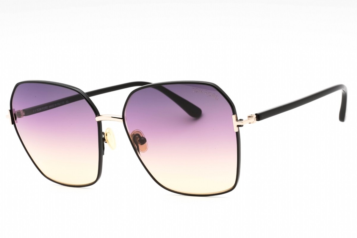 TOM FORD FT0839 01B Sunglasses Shiny Black Frame Gradient Smoke