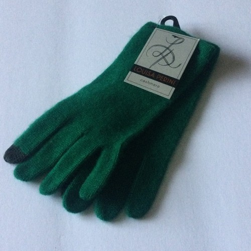 LOUISA PERINI DAMEN KASCHMIR HANDSCHUHE GRÜN OS NEU MIT ETIKETT - Bild 1 von 12