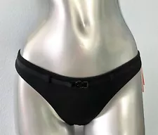 Victorias Secret Swim Bikini Bottom Black Ribbed Itsy Sexy Belted Wanderer