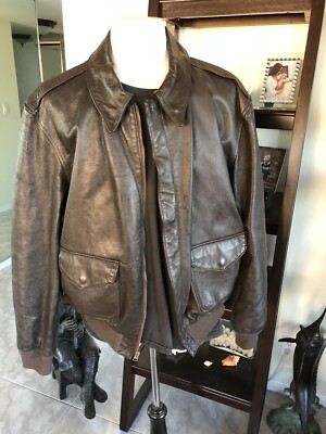Cooper A-2 Comm.Brown Flight USAF Bomber Leather Goatskin Jacket   46R XL Nice!