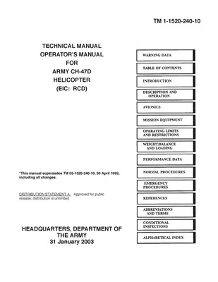 BOEING CH-47 Chinook HELICOPTER Pilot's Manual BOOK | eBay
