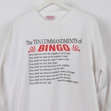Vintage 90s The Ten Commandments Of Bingo Sweatshirt Size Large Made in USA