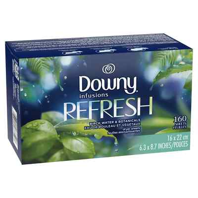 Downy Infusions REFRESH Clothes Dryer Sheets ~ Birch Water & Botanicals (160 Ct)
