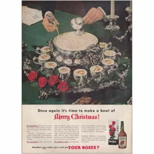 1950 Four Roses: Merry Christmas Vintage Print Ad