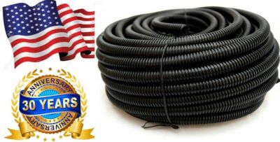 Absolute 100 Feet 1/2'' Black Split Loom Conduit Polyethylene Wire Tubing Cable
