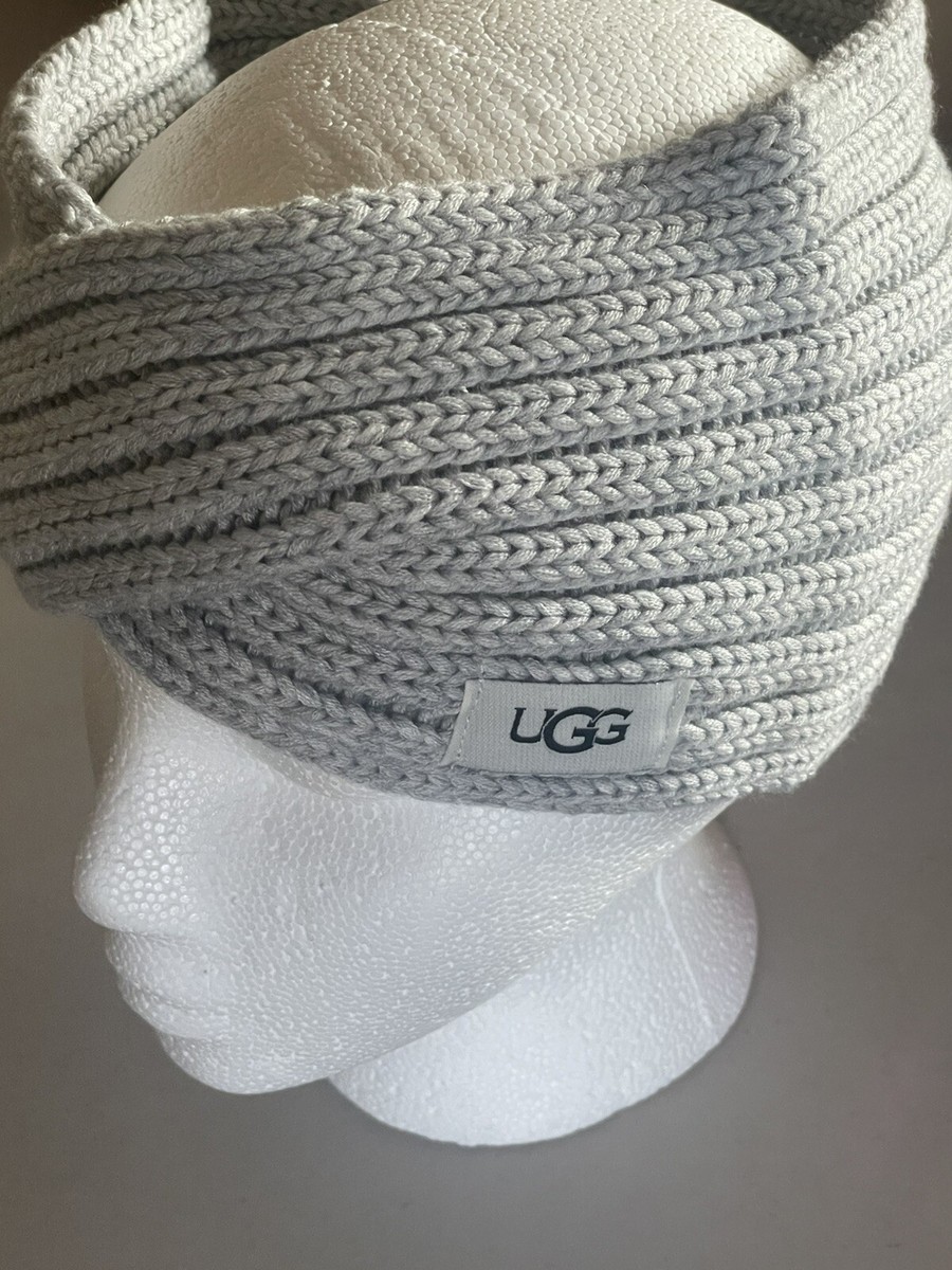 UGG TWIST CABLE KNIT HEADBAND WRAP IN GREY HEATHER ONE SIZE  display picture 2